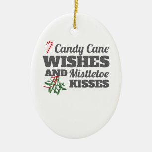 Candy Cane wünscht und Mistletoe Kisses Christmas Keramik Ornament