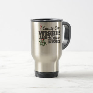 Candy Cane wünscht und Mistletoe Kisses Christmas Reisebecher