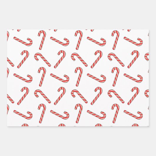 Candy Cane Zeichnungen in rot-grün Geschenkpapier Set (Vorderseite 3)