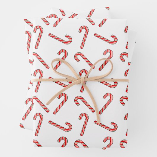 Candy Cane Zeichnungen in rot-grün Geschenkpapier Set (Beispiel)