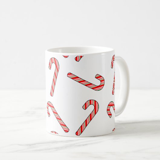 Candy Cane Zeichnungen in rot-grün Kaffeetasse (VorderseiteRechts)