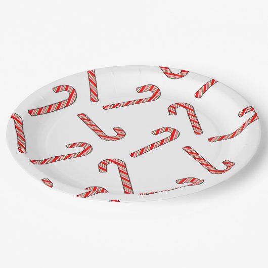 Candy Cane Zeichnungen in rot-grün Pappteller (Schrägansicht)