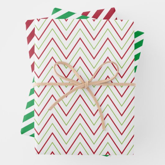 Candy Cane Zickzack und Streifen Muster Geschenkpapier Set (Beispiel)