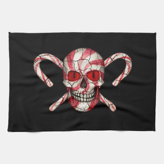 Candy Cane Zucker Schädelhandtuch Geschirrtuch (Horizontal)