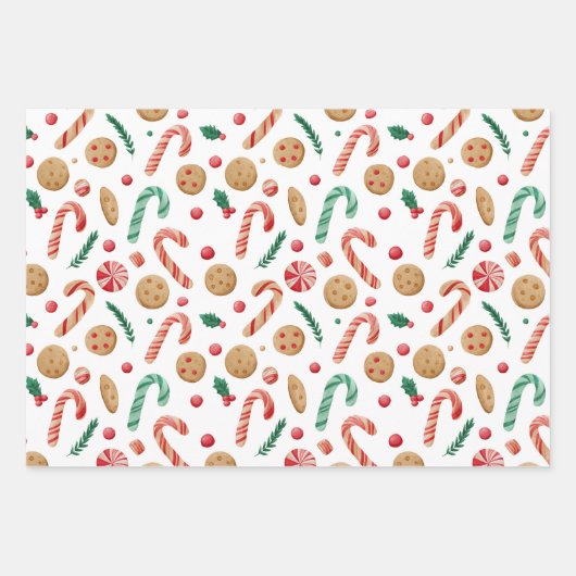 Candy Canes and Cookies Weihnachten Geschenkpapier Set (Vorderseite)