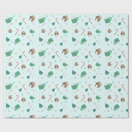 Candy Canes and Gingerbread House Wrapping Paper Geschenkpapier (Flach)