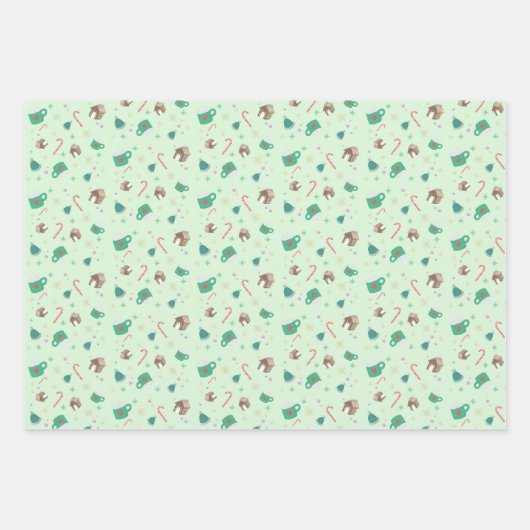 Candy Canes and Gingerbreet House Pattern Geschenkpapier Set (Vorderseite 3)