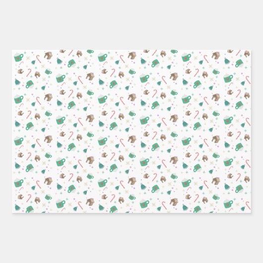 Candy Canes and Gingerbreet House Pattern Geschenkpapier Set (Vorderseite)