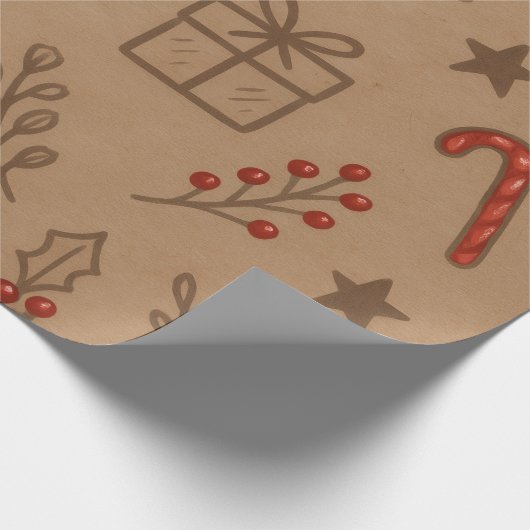 Candy Canes and Holly Christmas Paper Geschenkpapier (Ecke)