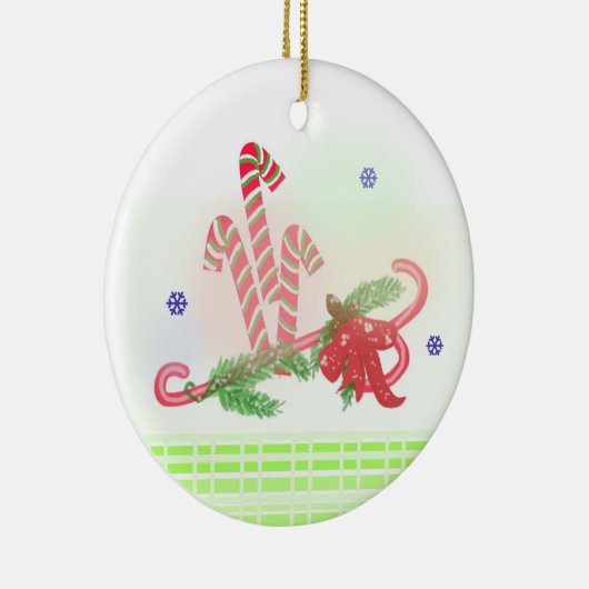 Candy Canes and Pine Boughs Keramik Ornament (Rechts)