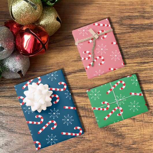 Candy Canes and Snowflakes Pattern Weihnachten Geschenkpapier Set