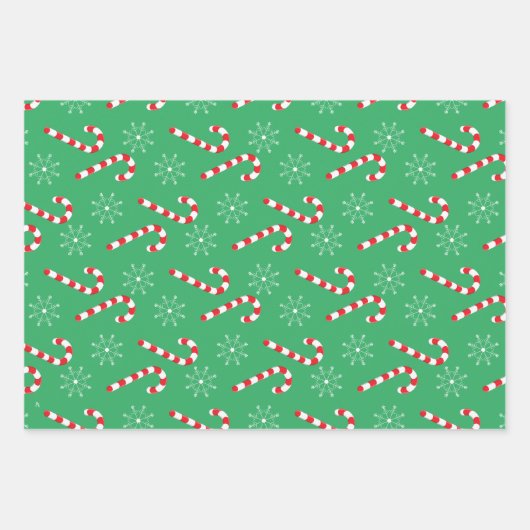 Candy Canes and Snowflakes Pattern Weihnachten Geschenkpapier Set (Vorderseite 3)