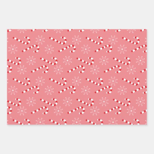 Candy Canes and Snowflakes Pattern Weihnachten Geschenkpapier Set (Vorderseite 2)