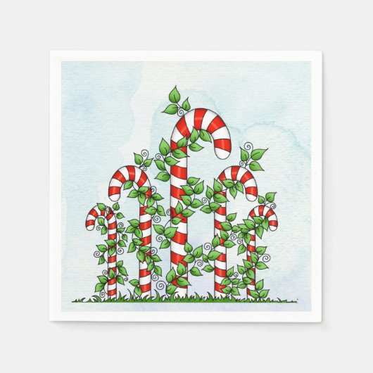 Candy Canes and Vines Christmas Napkin Serviette (Vorderseite)