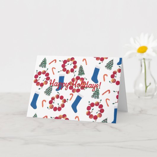 Candy Canes Apple Wreathes Weihnachts-Strümpfe Karte (Kleine Pflanze)