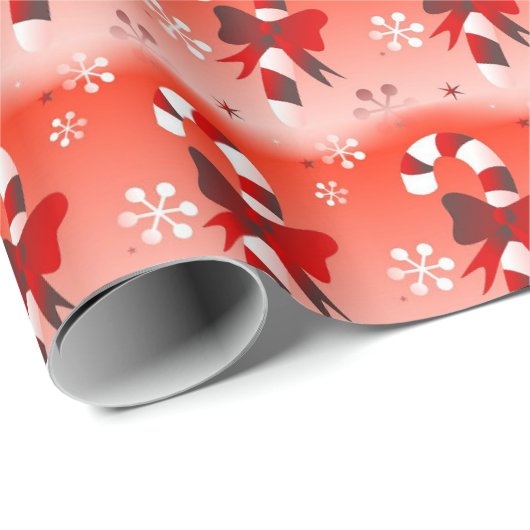 Candy Canes auf Red Geschenkpapier (Rolleneckpunkt)