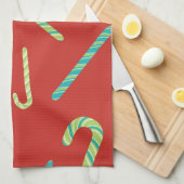 Candy Canes auf rotem Hintergrund Geschirrtuch (Viertel Falte)