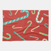 Candy Canes auf rotem Hintergrund Geschirrtuch (Horizontal)
