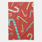 Candy Canes auf rotem Hintergrund Geschirrtuch (Vertikal)