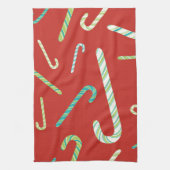 Candy Canes auf rotem Hintergrund Küchentuch (Vertikal)