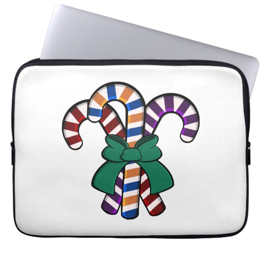 Candy Canes Bouquet - grünes Band Laptopschutzhülle (Vorderseite)