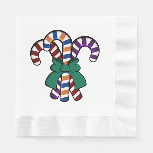 Candy Canes Bouquet - grünes Band Serviette (Vorderseite)