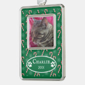 Candy Canes Cat Foto Green Gerahmt Ornament Rahmen-Ornament Silber (Links)