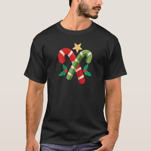 Candy Canes Christmas Holiday Christmas Raglan Bas T-Shirt (Vorderseite)