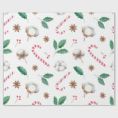 Candy Canes Cotton Holly Verlasse Weihnachten Geschenkpapier (Flach)