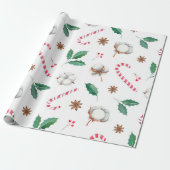 Candy Canes Cotton Holly Verlasse Weihnachten Geschenkpapier (Ungerollt)