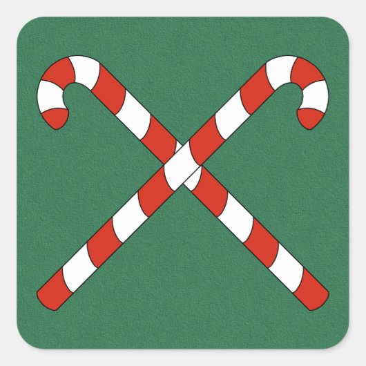 Candy Canes Crossed Quadratischer Aufkleber (Vorderseite)