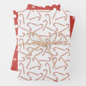 Candy Canes Dots and Snowflakes Rote Weihnachten Geschenkpapier Set (Beispiel)