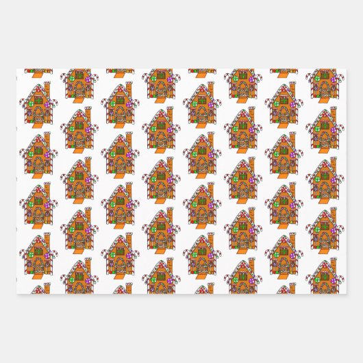 Candy Canes, Gingerbrot House Weihnachten Geschenkpapier Set (Vorderseite)