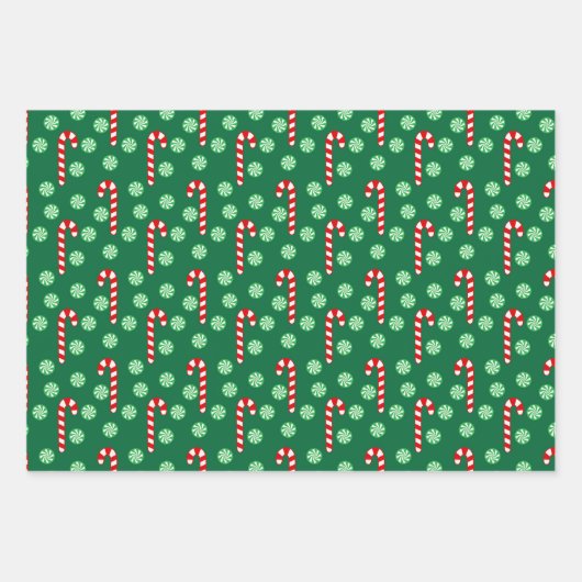 Candy Canes Gingerbrot Männer Strumpf Weihnachten Geschenkpapier Set (Vorderseite 3)