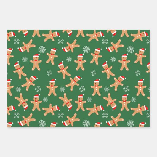 Candy Canes Gingerbrot Männer Strumpf Weihnachten Geschenkpapier Set (Vorderseite)