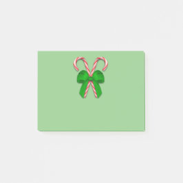 Candy Canes Green Bow Post-it Klebezettel
