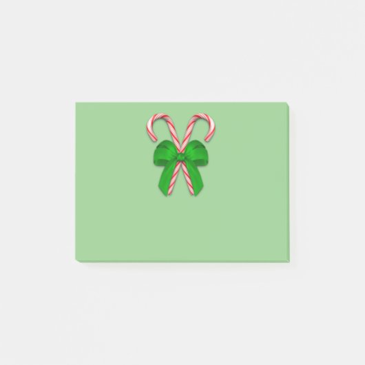 Candy Canes Green Bow Post-it Klebezettel (Vorderseite)