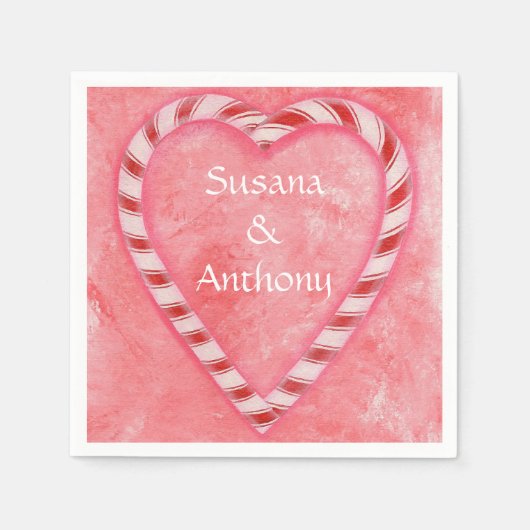 Candy Canes Heart Personalisiert Wedding Napkins Serviette (Vorderseite)