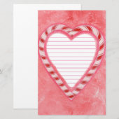Candy Canes Heart Red Pink White Lined Geschirr Briefpapier (Vorne/Hinten)