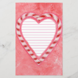 Candy Canes Heart Red Pink White Lined Geschirr Briefpapier