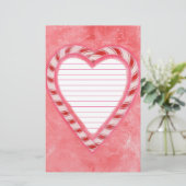 Candy Canes Heart Red Pink White Lined Geschirr Briefpapier (Stehend Vorderseite)