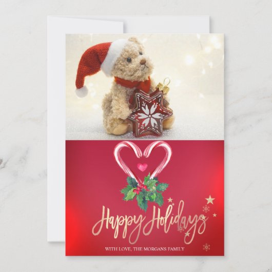 Candy Canes Holly Berry, Foto Frohe Weihnachten (Vorderseite)