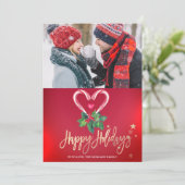 Candy Canes Holly Berry Red Foto Frohe Weihnachten (Stehend Vorderseite)