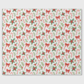Candy Canes, Holly & Bows Wrapping Paper Geschenkpapier (Flach)