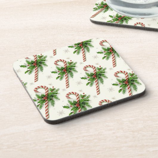 Candy Canes & Holly Christmas Untersetzer (Linke Seite)