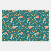 Candy Canes Holly Pine Boughds Birds Geschenkpapier Set (Vorderseite 2)