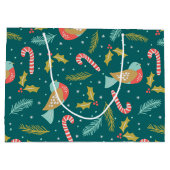 Candy Canes Holly Pine Boughds Birds Große Geschenktüte (Rückseite)