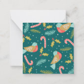 Candy Canes Holly Pine Boughds Birds Mitteilungskarte (Rückseite)