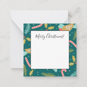 Candy Canes Holly Pine Boughds Birds Mitteilungskarte