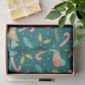 Candy Canes Holly Pine Boughds Birds Seidenpapier (Geschenk)